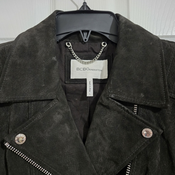 BCBGeneration Suede Leather Jacket Women's Size Large Dark Brown - Picture 9 of 13